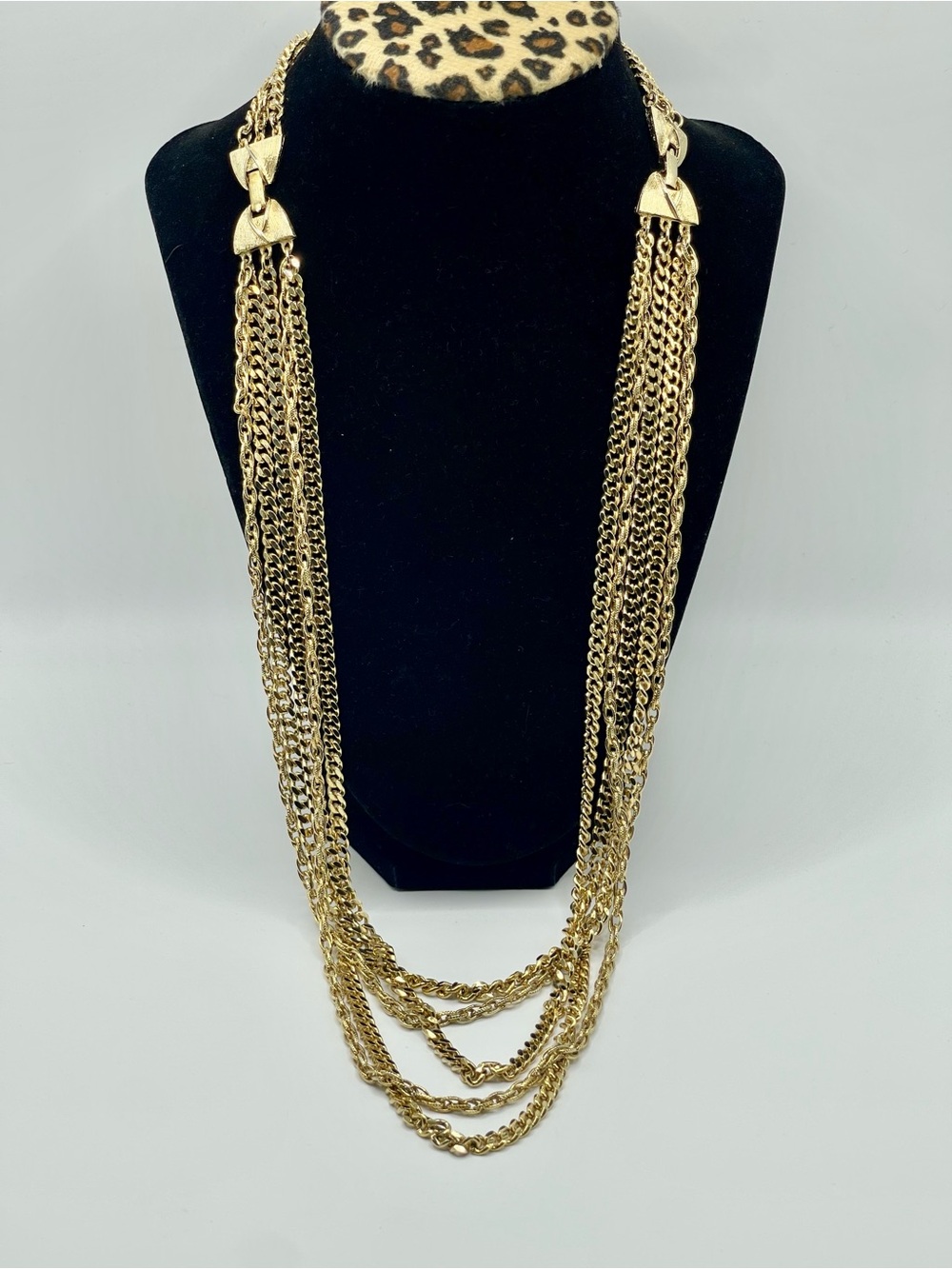 Vintage Gold Tone Multi-Strand Chain Necklace - Elegant Women's Jewelry